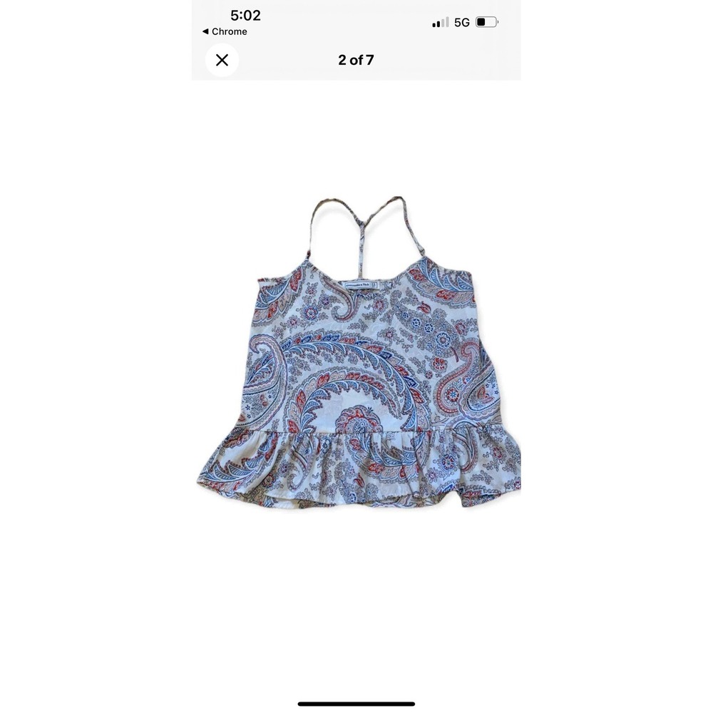 Abercrombie Paisley Creme Tank Top Womens XS Sleeveless Boho Summer Shirt‎